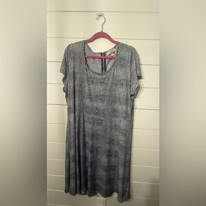 Michael Kors Blue Cap Sleeve A-Line Midi Dress